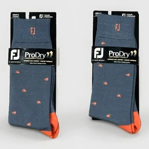 Footjoy ProDry Men’s Crew Solid Golf Socks, 2 Pairs Color: Graphite Coral, 7-12 - Picture 1 of 3