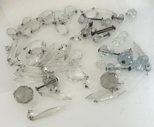 Vintage Glass Knobs Pulls & Chandelier Crystals Combination Lot 3 pounds - Picture 1 of 9