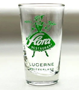 Hotel Lucerne Switzerland Flora Restaurant Shot Glass Green - Picture 1 of 6