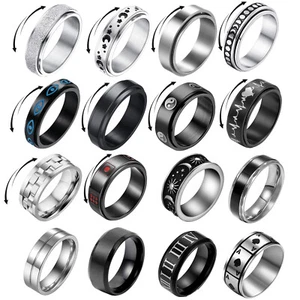 16Pcs Stainless Steel Ring for Men Women Fidget Anxiety Relief Band Size#7-11 - Picture 1 of 13
