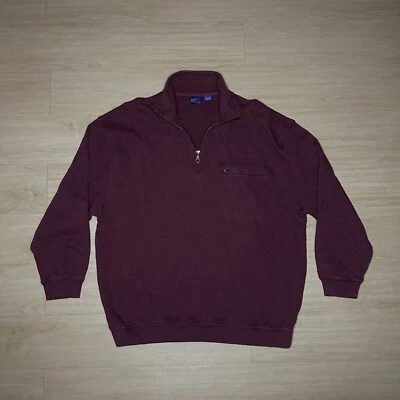 Pendleton Pullover Sweater Men's 2XL Red Maroon Cotton Chest Pocket Quarter Zip - Image 1 of 4