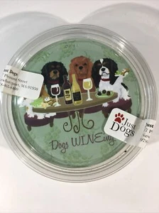 Posavasos de piedra arenisca perros disfrutando del vino (juego de 4) totalmente nuevos - Imagen 1 de 2