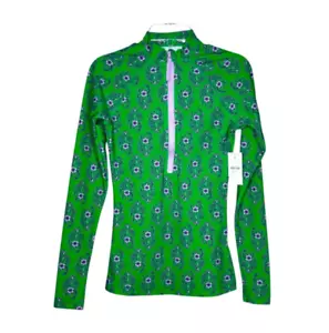J Crew Rash Guard Womens's XXS Floral Green 1/2 Zip UPF 50+ Long Sleeve Beach - Picture 1 of 15
