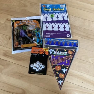 Vtg Lot Halloween Beistle Ghost and Banner, Sun Hill Monster, Sticky Eyes New! - Picture 1 of 11