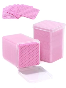 Lint Free Nail Wipes, 400 PCS Non-Woven Fabric Nail Cleaning Pads Pink Lash Exte - Picture 1 of 12