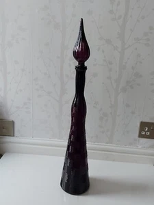 Empoli Italian Glass 26" PURPLE AMETHYST Genie Bottle Decanter & Stopper Weave - Picture 1 of 12