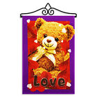 Drapeau de jardin jouet d'amour ours 12 x 18 pouces et cintre 14 pouces poly imprimé