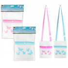Peg Bag Shoulder Strap Laundry Butterfly Print 27.5 x 21cm Mesh Pink or Blue