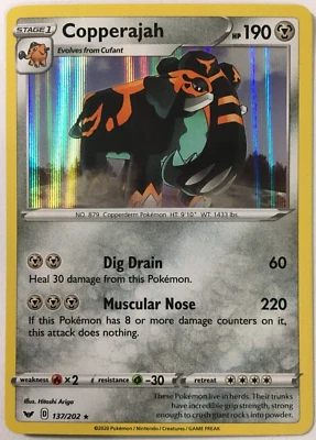 POKEMON COPPERAJAH 137/202 SWORD & SHIELD RARE HOLO NEAR MINT - Image 1 of 2