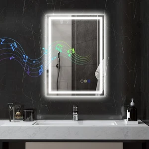 500 x 700 mm Bluetooth Bathroom Mirror w/ Lights Wall Mount Vanity Mirror - Picture 1 of 11