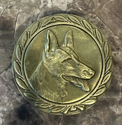 Vintage German Shepherd Dog Baron Solid Brass Belt Buckle - Image 1 of 2