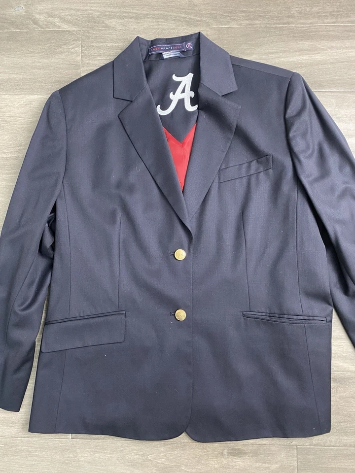 Jaqueta Blazer ALABAMA Crimson Tide Team Sport Lã Fina Feminina Tamanho 14 Azul Marinho - Imagem 1 de 4