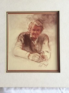 Artista Dibujo Foto Actor Hall Holbrook Firmado RM 1983 Anfitrión RETRATO DE AMÉRICA - Imagen 1 de 14