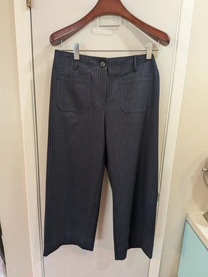 NWT Rafaella Sz. 14 Navy Blue Pin Striped Crop Wide Pants - Image 1 of 4