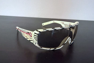 Vintage Sport Athletic Sunglasses - White, Zebra Pattern - Image 1 of 4