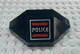 LEGO Black Panel 3x3x6 Corner Convex with Space Police I Logo 2468pb02