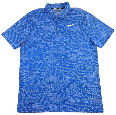 Nike Golf Dri Fit Performance Polo Shirt Mens L Blue Geometric Short Sleeve - Image 1 of 4