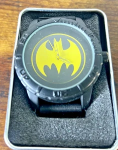 Batman Watch Accutime Black Rubber Strap Watch Quartz DC Comics NIB Black Ai - Bild 1 von 11