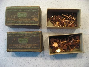 Vintage Lot of 2 Boxes of Rome Brass & Copper Co. Copper Belt Rivet & Burrs - Picture 1 of 14