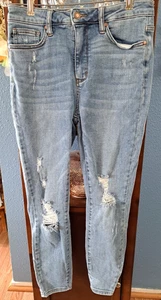 Judy Blue Jeans Womens 9/29 Blue Control Top Skinny Distressed Stretch High-Rise - Picture 1 of 10