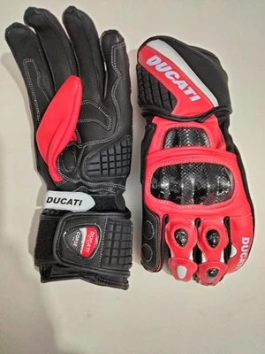 Ducati Racing Gloves Leather Motorcycle Sports Touring Protective Biker Wear CE - Image 1 of 3
