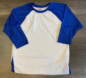 Champro White And Blue 3/4 Sleeve Baseball Shirt Youth Large - Picture 1 of 3