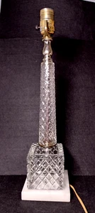 Vtg Leviton Hollywood Regency Diamond Cut Table Lamp w/Italian Marble Base-Works - Picture 1 of 13