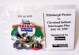 1999 Pitt Pirates Cle Indians MLB Interleague Sunoco Pepsi Fox Lapel Pin NOSOC - Picture 1 of 3