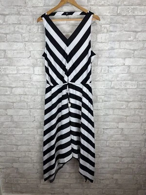 New Chicos Black Label Dress 3 XL Miter Stripe Maxi Flowy Cinch Waist - Image 1 of 4