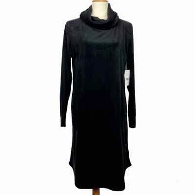 H Halston женщин средний черный капот шеи флис гостиной Shift платье карманы новый с Ярлыками - Изображение 1 из 4