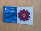 Rspb-Pin Badge  Scottish Primrose On Blue Gnah Card.
