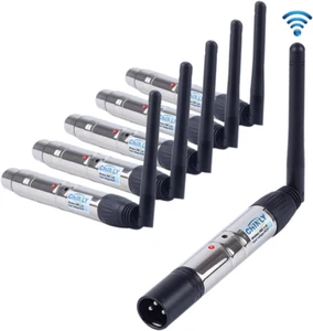 6Pcs 2.4G DMX512 Wireless 1 Male Transmitter & 5 Female Receivers Control for St - Picture 1 of 8