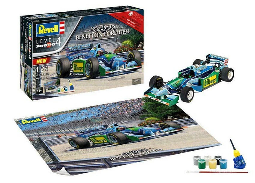 KIT MODELLINO AUTO F1 STATICO REVELL GIFT SET BENETTON FORD B194 SCALA 1/24 - Immagine 1 di 4