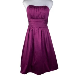 David's Bridal Strapless Ruched Bridesmaid Dress Women's 6 Purple Cotton Lined - Picture 1 of 7