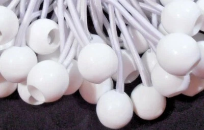 BALL BUNGEE CORD LOT OF 10 PC. 6" INCH WHITE TIE DOWN STRAP CANOPY BUNGIE