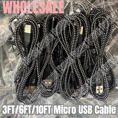 Heavy Duty Micro USB Fast Charger Data Cable Cord For Samsung Android HTC LG Lot - Image 1 of 4
