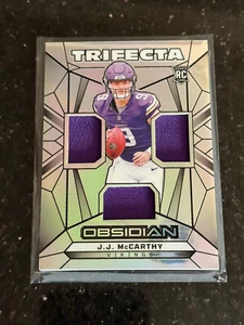 2024 Panini Obsidian J.J. McCarthy Trifecta Vikings Swatches Silver /99 TS-JJM - Picture 1 of 9