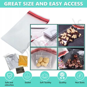 Clear Cello Bags Cellophane Self Seal Large Small For Sweet Card Craft Party OPP - Picture 1 of 1