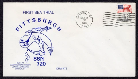 1985 USS Pittsburgh (SSN-720) 1st Sea Trials MU275 Cover