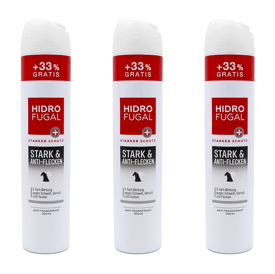 HIDROFUGAL HydroFugal Stark & Anti-Flecken Anti-Transpirant Deo Spray XL , 3x200ml EA961914