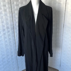 NWT Eileen Fisher Silk Georgette Crepe Trench Coat Women’s Medium Black - Picture 1 of 17