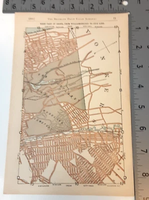 New York City Map 1893 Bronx Williamsbridge City Line Rear 149th To Westchester - Image 1 of 2