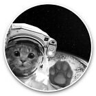 2 x Vinyl Stickers 15cm (bw) - Cat Astronaut in Space Kitten  #42661