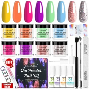 Limegirl Dipping Nail Powder Set Glitter Natural Dry Dip Nageldeko French - Bild 1 von 29
