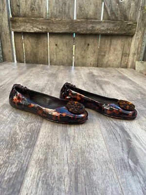 Tory Burch Minnie Travel 🔥Planos de ballet charol tortuga talla 6,5 M $228 Foto 1 de 4
