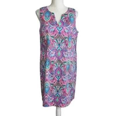 Синтия Роули розовый синий цветочный пейсли платье без рукавов Shift 8 Summer новый бак - Изображение 1 из 4