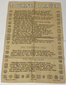 Tourists Prayer Tan Tea Towel By Irish Looms Made in Ireland 100% Linen 27” NWOT - Picture 1 of 7