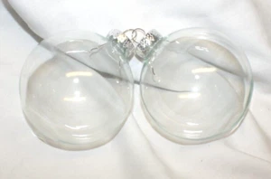 2 Clear Transparent Christmas Ornaments 3" DIY Crafts Glass - Picture 1 of 3