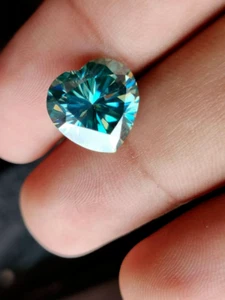 AAA+1 Ct  loose Diamond Heart bluish Green Color Cut Grade VVS1 Gemstone 7 x7 MM - Picture 1 of 6