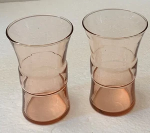 Two (2) Libbey Depression Pink Safedge Tumblers - Picture 1 of 5
